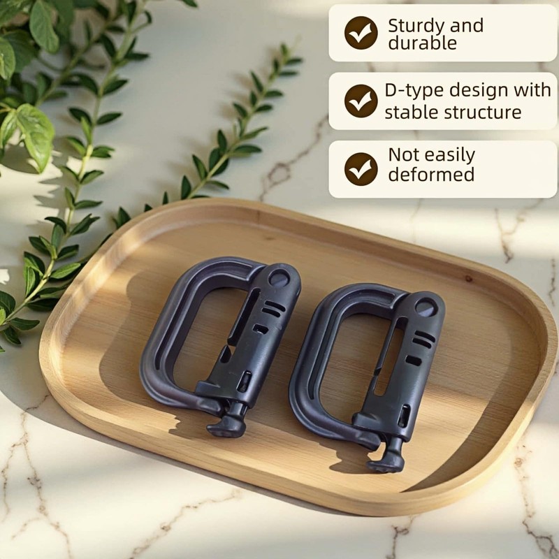 Tactical D-Ring Carabiner for Hiking/Military/EDC - Lightweight Plastic Mountain Carabiner