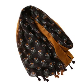 FAIRYGATE Tassel Scarf Women Scarfs for Women Lightweight Floral Print Cotton Scarves and Wraps for Holiday Shawl 84011