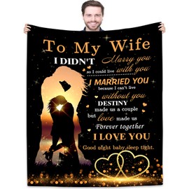Joyloce to My Wife Blanket from Husband for Wife | Super Soft Fleece Couples Throw Blankets 60x50 Inches | Romantic Women Valentine's Day Birthday Gifts Ideas for Her Bed Sofa Decor