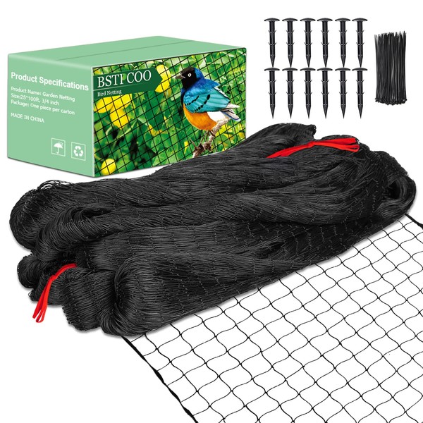 BSTPCOO Bird Netting 25'x100' with 3/4" Mesh Nylon Chicken Netting