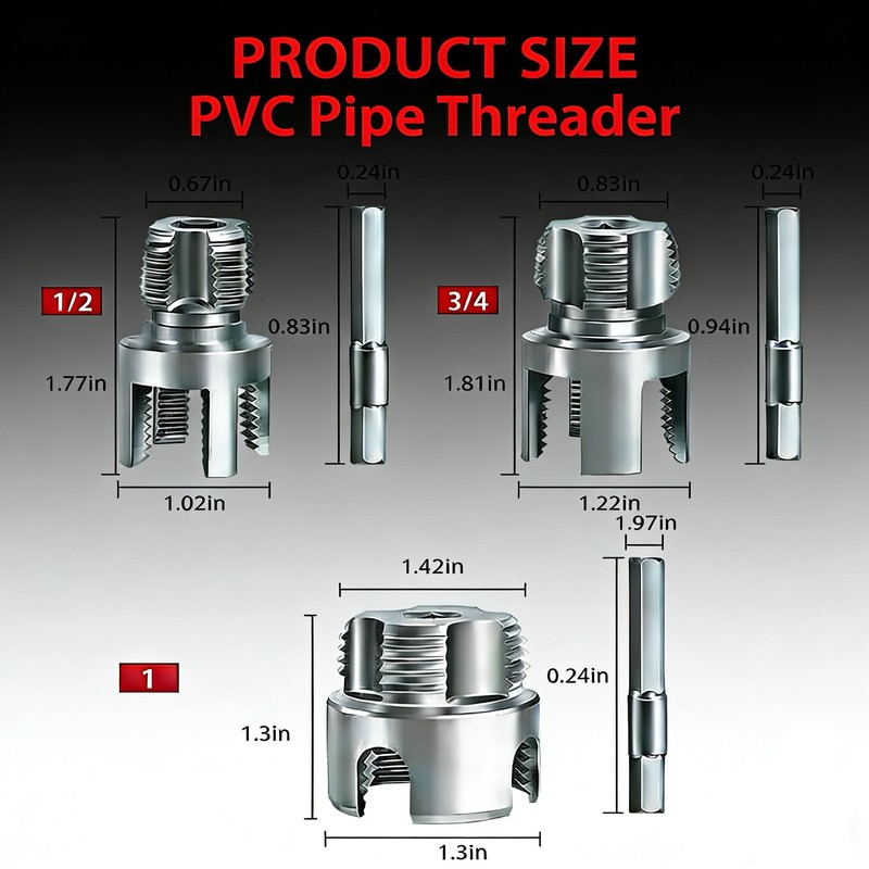 PVC Pipe Threader 3PCS Set, Internal & External Threading Tool