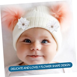 minkissy 100pcs 3cm Small Flower with Diamond Cuticle Oil Pen Hair Deyer Rhinestone Hair Accessories Embroidery Accessories Head Clip The Flowers White Polyester