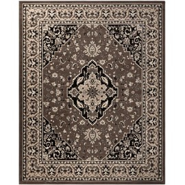 Superior Elegant Glendale Collection Area Rug, 8mm Pile Height with Jute Backing, Traditional Oriental Rug Design, Anti-Static, Water-Repellent Rugs - Brown, 4' x 6' Rug