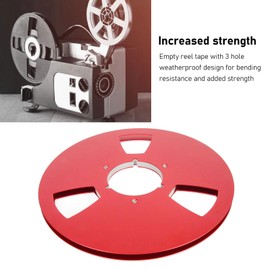 10 Inch 1/4 Inch Empty Tape Spool for Replacing All Open Spool Machines, 3 Wind Resistance Holes, Aluminium Alloy Rewinding Spool for Recording, Professional (Red)