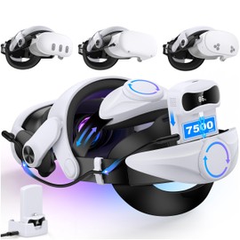 Head Strap for Quest 3/3S & Quest 2 with 15000 mAh Battery, Comfor VR Accessory with 2 Adjustable Knobs to Adjust for Head Fit, Elite Strap with Battery & Charging Station for Extended 7H of Playtime