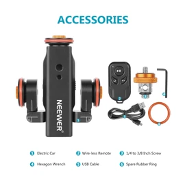 NEEWER 3-Wheels Wireless Video Camera Dolly, 3-Speed Motorized Electric Track Rail Slider Dolly Car with Remote Control, Compatible with DSLR Camera, Camcorder, Gopro, and Smartphone