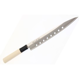 Cocktail7 Coltello Giapponese Yanagiba Sashimi Sushi Coltelli da Cucina per Filettare il Pesce Acciaio Inossidabile Lama 21 cm Prodotto in Giappone (with Holes)