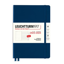 LEUCHTTURM1917 367684 Weekly Planner & Notebook Medium (A5) 2024, 18 months, Navy, English