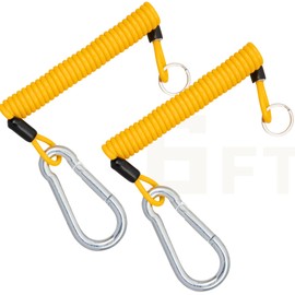 MECMO 2PCs Breakaway Trailer Cable 6ft, Trailer Brake Safety Cord Heavy Duty Stainless Steel Spring Towing Coiled Wire, Replacement Emergency Break Away Switch Lanyard for RV Camper Boat Motorhome