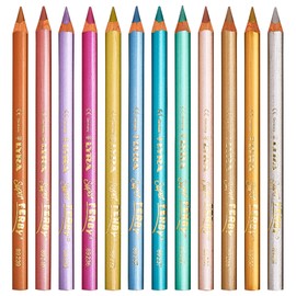 LYRA Super Ferby Lacquered Triangular Giant Colored Pencils, 6.25 Millimeter Lead Core, Set of 12 Pencils, Assorted Metallic Colors (3721122)