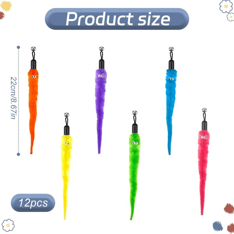 Gaaines 12 Pcs Cat Wand Toy Refills,Cat Teaser Furry Tail