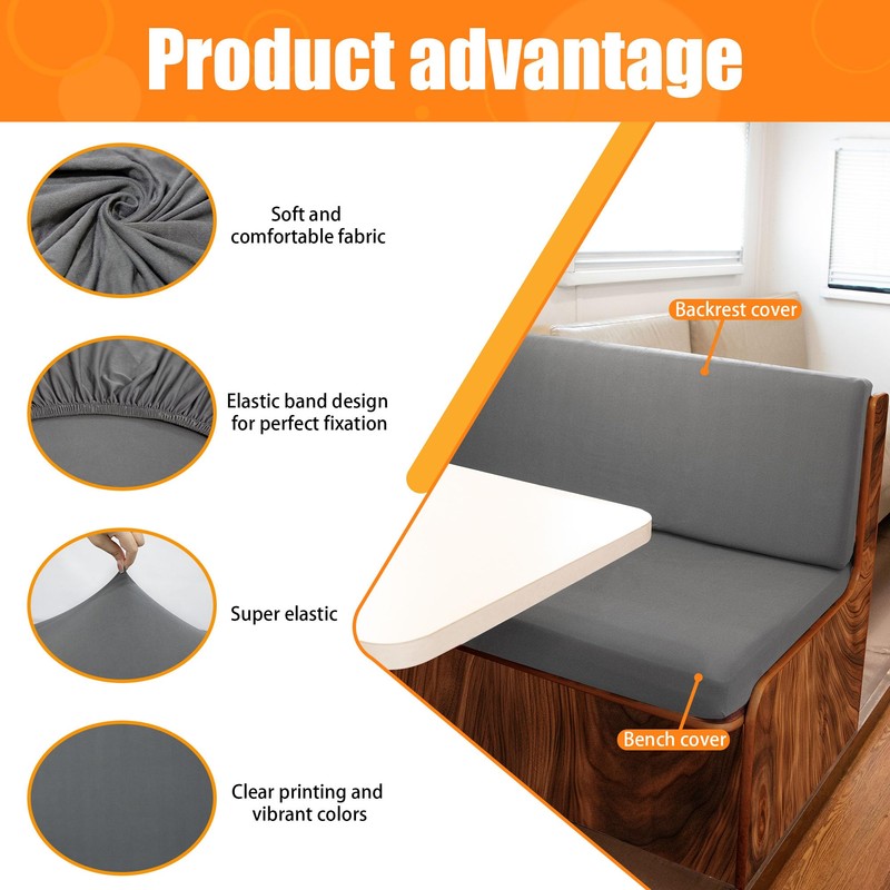 BIETYONE Rv Dinette Cushion Covers,Printing Stretchable Camper Cushion Cover,RV Cushion