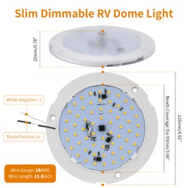 RVZONE RV Lights Interior, 5 Inch RV LED Ceiling Puck Light Dimmable 12 Volt LED Lights, 12V RV Puck Lights 4.5W Transparent Frosted RV Ceiling Dome Light for Camper Van Trailer Boat