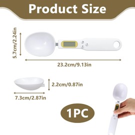 Digital Spoon Scale, Weighing Spoon 500 g / 0.1 g, LCD Display, Hold and Tare Function, 4 Units, Removable Dishwasher Safe Digital Weighing Spoon for Spices, Powders and Liquids