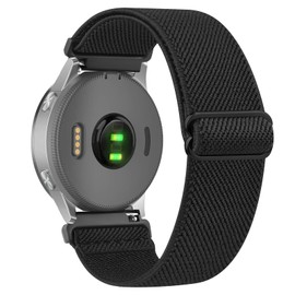 Mugust Elastic Watch Band Compatible with Garmin Vivoactive 4S / Venu 3S / Venu 2S / Vivomove 3S, 18mm Soft Stretchy Nylon Replacement Wristband Strap for Garmin Forerunner 255s/265S (Black)