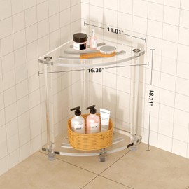 Toyarone Acrylic Corner Shower Stool, Clear Shower Bench for Inside Shower, Non-Slip Waterproof Shower Stool Towel Storage