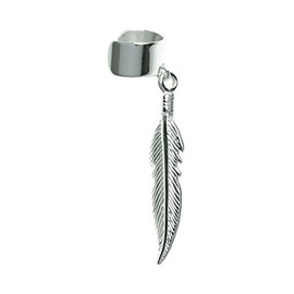 Queenberry Sterling Silver Feather Dangle Earring Cuff Wrap