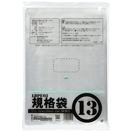 Konya Shoji PE Standard Poly Bags 03 Transparent No. 13 03 x 260 x 380 (100 sheets/book 00722013