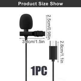 Type-C Lavalier Microphone with Detailed Sound, Professional External Lavalier Microphone, Omnidirectional Lavalier Microphone, Recording Microphone, Omnidirectional Condenser Microphone