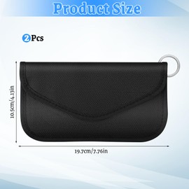2 Stück Signal Blocker Tasche Handy, Faraday Tasche Handy Anti-Tracking Handyhülle, Strahlenschutz Tasche Schlüsselmäppchen, Signalblockierung Faraday Bag für Sichtschutz und Autoschlüssel (Schwarz)