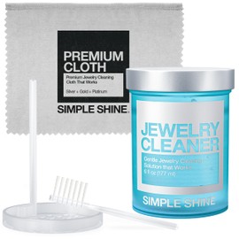 Complete Jewelry Cleaning Solution Kit With Brush, Polishing w/Cloth, Gold, Silver, Diamond Ring Cleaner, Earring, Fine & Fashion, Made in the USA