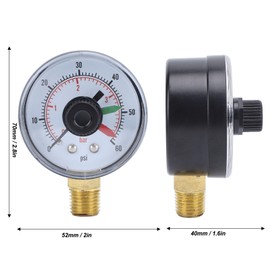 Hztyyier Boxed Pressure Gauge with Dial Male Thread DN8 for ECX271261 for Swimming Pool and SPA, Hztyyier75raetxvzq