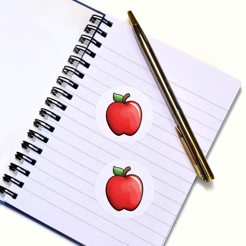 24 x 40mm Round 'Red Apple' Stickers (SK00018496)