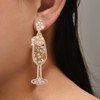 Champagne Glass Earrings, Women's Champagne Glass Dangle Earrings, Handmade Crystal