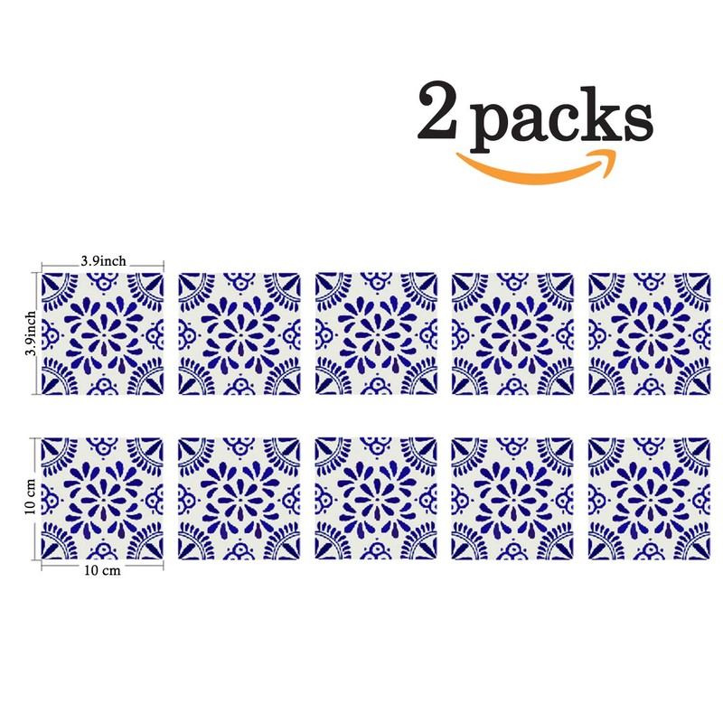 Poromoro Spanish Portuguese Azulejo Style Backsplash Peel and Stick Tile