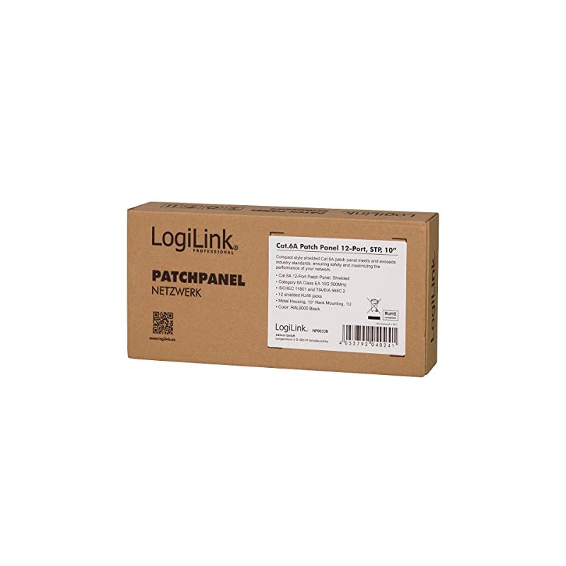 LogiLink Professional Patch Panel Cat 6 A 500 MHz, Black