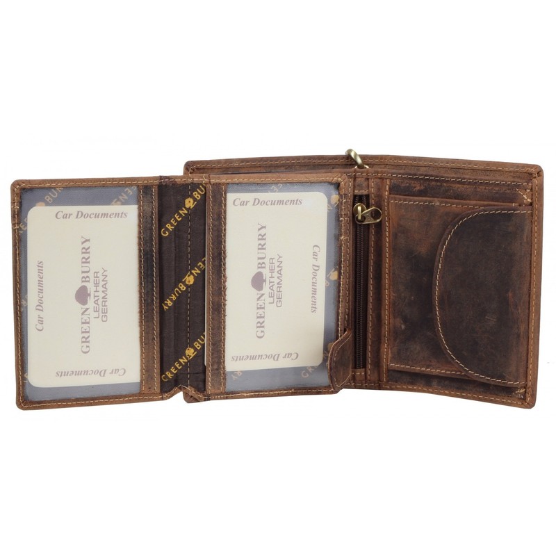 Greenburry Vintage Biker Wallet Leather Trucker Purse Brown, brown, Vintage