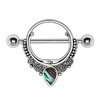 Pierced Owl Stainless Steel Abalone Teardrop Ornate Nipple Shields, Sold
