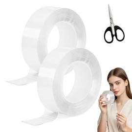 3 Rollos7M Cinta Doble Cara Extrafuerte,Reutilizable Nano Tape con tijeras, Lavable Sin Rastros e Impermeable,Cinta transparente,Ideal para Manualidad