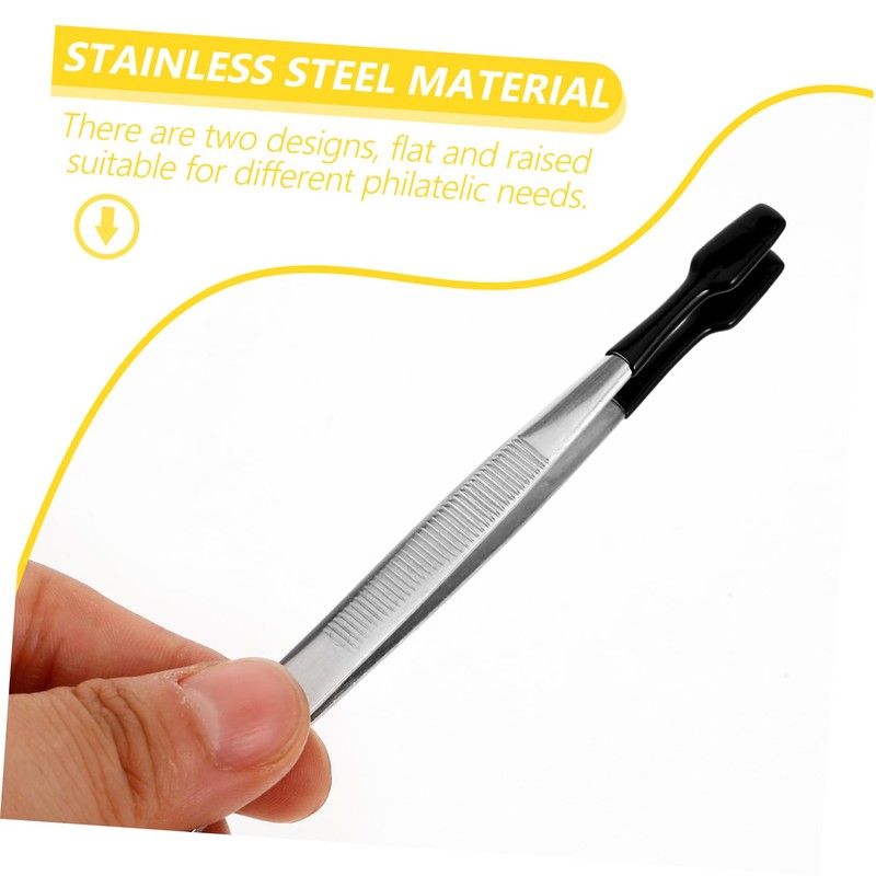 DOITOOL 2pcs Multi-purpose Tweezers Stamp Tweezer for Collecting Jewelry and
