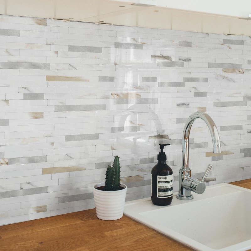 Yipscazo 1 Sheet Peel and Stick Stone Metal Tile Backsplash,