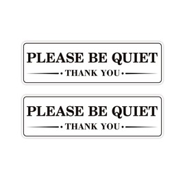 2 PCS Quiet Please Sign Sticker, Self Adhesive Durable Please Be Quiet Decal Label, No Talking Reminder for Offices Quite Zone Home Library