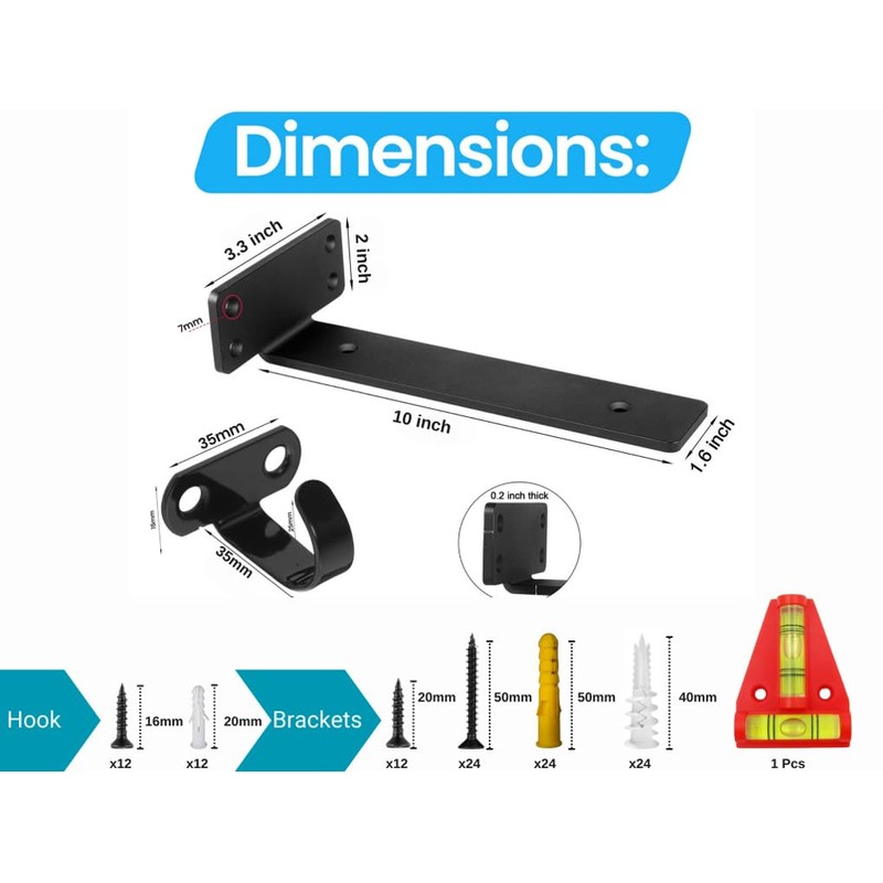 Shelf Brackets Floating Shelf Bracket - 6 Pack Metal Hooks