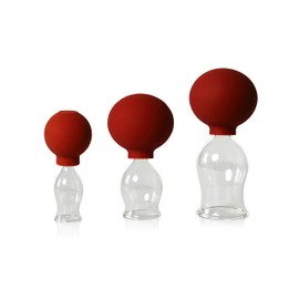 Lauschaer Glas Set of 3 Cupping Glasses with Ball 20-30-40 mm for Professional, Medical, Fireless Cupping, Mouth-Blown, Hand-Moulded, Cupping Glass, Cupping Glasses