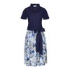 Women's Costume Skirt Dirndl Set with Bow Blue Floral Pattern