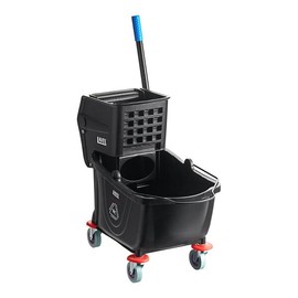 Commercial Mop Bucket with Side Press Wringer, 26 Qt, Black, 4 Casters