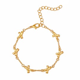 WETMT Gold Bow Bracelet for Women - Dainty Cubic Zircon Bow Link Bracelet - Cute Friendship Bracelets - Trendy Jewelry, Small, Metal, Cubic Zirconia