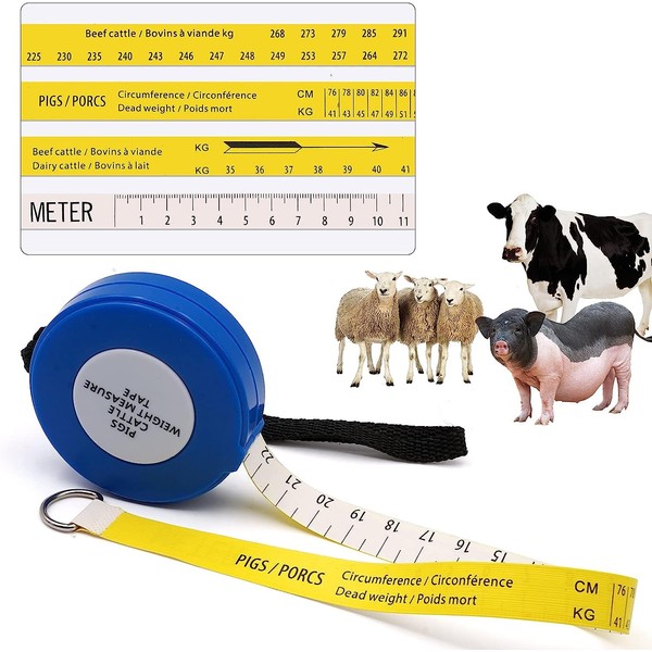MOGOULUA Ruban à mesurer pour le poids des bovins 250 cm Rétractable pour le corps de l'animal