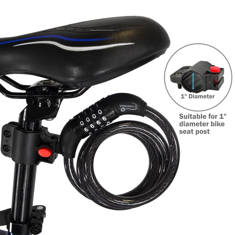 Lumintrail Combination Bike Lock Cable - 6ft Bike Locks Heavy