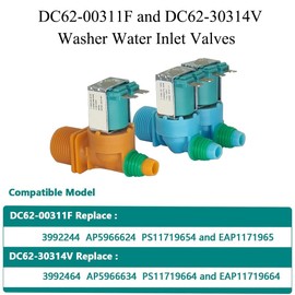 DC62-30314V DC62-00311F Water Inlet Valve for Washing Machine, Replacement Water Fill Valve Washer Parts for # PS11719654 PS11719664 3992464 AP5966624 EAP1171965