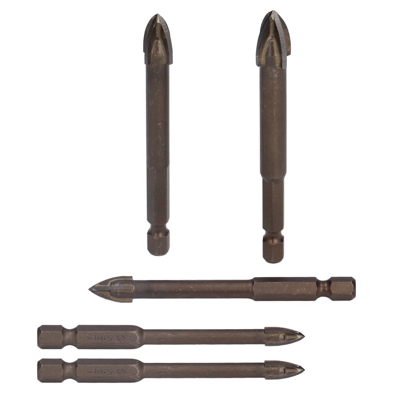 5Pcs Cross Tile Drill Bit Carbide Hex Shank Drills Bits