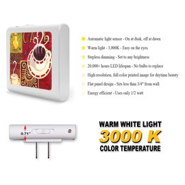 Plug in Dimmable LED Night Light with Dusk to Dawn Auto Sensor, Adjustable Brightness, Warm Light, Auto On/Off Nightlight for Bathroom, Hallway, Nursery, Bedrooms - Coffee Cafe