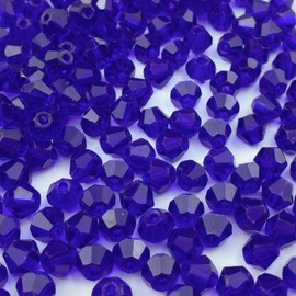 Xinhongo 200pcs Bicone Crystal Beads 6mm Crystal Glass Beads Bulk Faceted Bicone Crystal Glass Beads for Necklace Bracelet Earrings DIY Jewelry Crafts Making Supplies(Deep Blue)