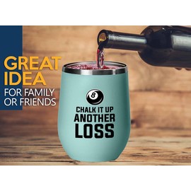 Billiard Teal Edition Wine Tumbler 12oz - Chalking up - Pool Player Gifts Table Rail Balls Chalk Cue Sticks