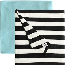 Large Premium Knit Baby Swaddle Receiving Blanket"Sonny Set" by Copper Pearl