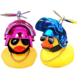 wonuu Pato de goma de juguete para coche, adornos de pato amarillo con casco de hélice